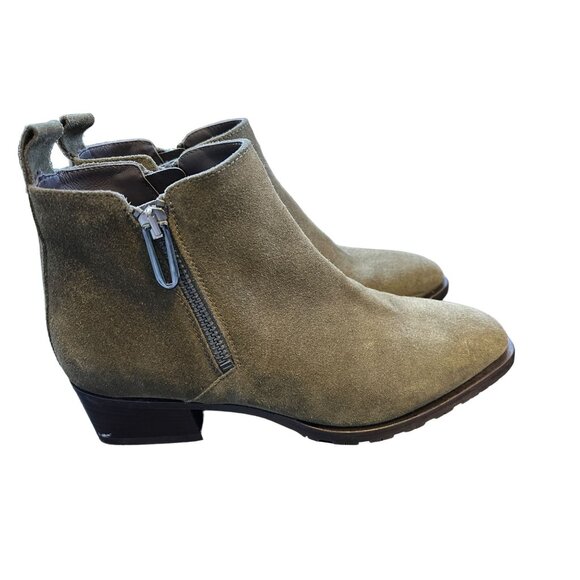 NEW Aquatalia 6.5 Fantina Dual Zip Boots Ankle Booties Olive Green Suede - Picture 5 of 8